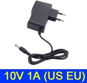 AC 100V-240V DC Power supply Adapter plug Converter 10V 1A 1000ma For LED Strip Light CCTV Charger Switch 5.5mmx2.5mm US/EU plug (US plug)