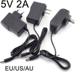 DC 5V 2A Power Adapter Supply AC to DC 100V-240V Converter Charger 2000mAh 5.5mm x 2.1mm US EU Plug for LED Strip CCTV Camer AU Plug