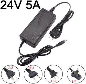 24V 5A 5000ma Power Supply AC DC Adapter Converter charger 100-240VLed Transformer Charging  24volt for LED Light CCTV camera (US plug)