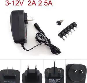 AC 100-240V to DC 3V 4.5V 5V 6V 7.5V 9V 12V 2A 2.5A Power Supply Adapter Universal Charger for LED Light Strip CCTV(US plug)
