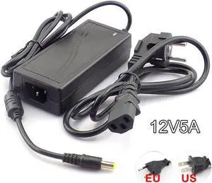 DC 12V 5A Switch Power Supply Adapter Transformer 110V -240V for Camera CCTV DVR Surveillance LED Strip Light RGB 5050 L19 Plug type: EU Plug