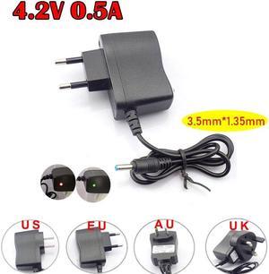 Power Adapter AC To DC 4.2V 0.5A 500ma 3.7V 18650 Rechargeable Battery Torch Headlight Charging Supply 3.5mmx1.35mm Plug Charger Plug Plug:US plug