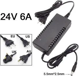 24V 6A 6000ma AC 110V 220V to DC 24V 6A Adapter Power Supply Converter charger switch Led Transformer Charging  24volt Universal Plug type: US plug
