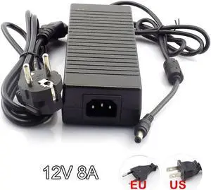 AC DC 240V 12V 8A US EU Plug LED Power Adapter Supply Charger driver adaptor for LED Strip Lamp light 5.5mm x 2.1mm Plug type: US plug