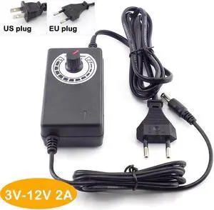 Adjustable AC to DC 3-12V Universal Adapter 100-220V Voltage Regulated Power Supply Adatpor for CCTV Camera LED light strip (US plug)