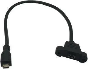Micro-usb Port Male to Female Lock Connector Micro Usb Panel Mount Extension Cable with Screw Mount 0.3m 0.5m(0.25m) Micro-usb Port Male to Female Lock Connector Micro Usb Panel Mount Extension Cable with Screw Mount 0.3m 0.5m(0.25m)