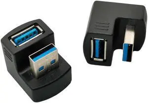 5Gbps Up/Down 180 Degree Angled USB 3.0 Adapter Type A Male to Female Extension Connector Work for LTE Adaptor to Power Bank