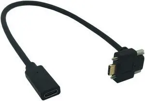 Gold USB 3.1 Cable Type-C Male to Female 90 Degree Right Angle Extension Data Extender Cord with Panel Mount Screw Hole 10Gb/s (2m)
(Right)
