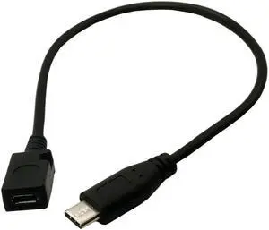 Micro USB Female to USB-C 3.1 Type-c Male Converter Cable Adapter Connector Right Angle Cable 30cm