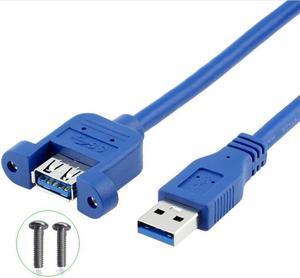 USB Cable 3.0 Extension Male to Female extender cable cord Dual Shielded  Screw Panel Mount 1.5M