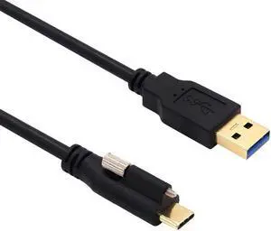 USB 3.1 Type-C Locking Connector to Standard USB3.0 Data Cable with Panel Mount Screw 0.3M