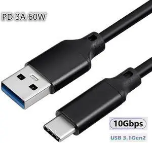 Black/Gray USB 3.2 Gen 1 Type A to Type C 60W 3A Data QC 3.0 Charging Cable for xiaomi 10 samguang galaxy 20 Cable length: 0.5m
Color: Black