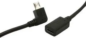 Type-C Female to Micro-B Micro Male USB Charger Data Cable Adapter 90 Degree Right Angled 0.25m(Straight)