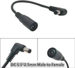 DC Power Cable Plug 5.5*2.1mm Male 90 Degree Right Angle To 5.5 x 2.1mm Female Adapter Extension Cable Cord for CCTV Camera 0.1m