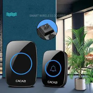 Home Welcome Doorbell Intelligent Wireless Doorbell Waterproof 300M Remote EU US Plug smart Door Bell Chime L1(Bundle A) Power specification: US plug