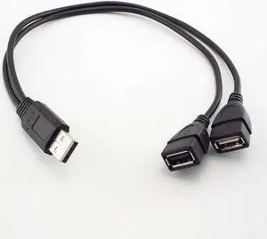 USB A-Male To 2 A-Female Power Adapter Converter USB 2.0 Male to Dual Y Splitter Cable  DC Charging Extension Cord L1