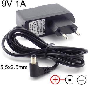 AC 100V-240V to DC 9V 1A Power Adapter Cable Inside Negative AC Adaptor 1000ma Power Supply Plug Converter 5.5x2.5mm EU Plug