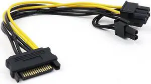 15 Pin SATA Male To 8pin(6+2) PCI-E Male Video Card Power Supply Adapter Data Cables SATA To PCI Express Power Adapter Cable