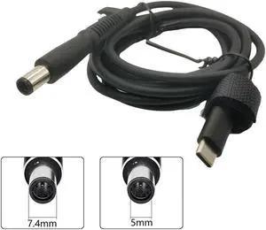 7.4x5.0 mm with Pin Jack to USB Type C PD Power Adapter Converter 7.4*0.6mm DC Plug Connector Cable Cord for HP Laptop Charger