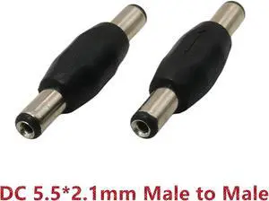 DC 5.5mm x 2.1mm Male to Male Adapter, Jack 5.5*2.5mm Male to Male,5.5*2.1mm Connector 2-pack(2.1mm and 2.5mm)