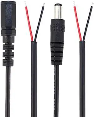 DC 5.5mm x 2.1mm Data Extension Transfer Adapter Cable Male/Female for CCTV Camera DIY Black(DC 5.5mm Male)
(0.25M)