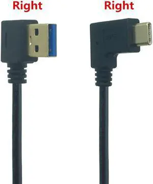 USB 3.0 Type A To USB3.1 Type C Left/Right Angle 90 Degree Male To Male Adapter Cable Extension Cord For Smartphone Tablet PC 1m(UP-UP)