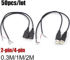 5V USB Connector Cable USB 2.0 4 Pin Micro Male female Jack Data DIY Power Charging Cord Extension charger 2 8 Wires Adapter (2 wire usb female)0.3m