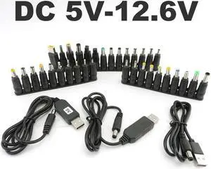 DC 5V to DC 9V 8.4v 12.6v 12V Step UP Module USB power boost Cable line Converter with 34pcs DC female charger Adapter Plug p1(DC with 5v)
