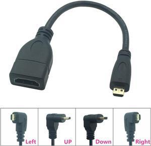 Micro HDTV Cable 90 Degree Right Angled Micro Male To HD Female Adapter Convertor UP / Down to HD Extension Cable (UP)
(0.15M)