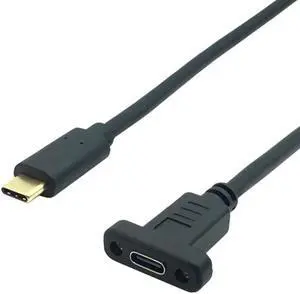 USB C Type-C 3.1 Male-to-Female Extension Cable, With Panel Mounting Screw Hole Spacing 17 mm, For Mechanical Installation 0.6m(Right Angle)
(1m)