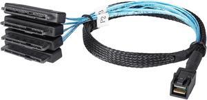 SFF-8643 Internal Mini SAS HD to (4) 29pin SFF-8482 connectors with SAS 15pin Power Port 12GB/S Cable 0.5M 1M(1m)