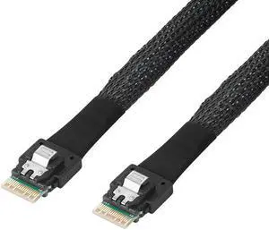 1M Internal Slim SAS SFF 8654 4i Male TO Slim SAS 8654 Male Extension cord Cable For Hard Disk Server Storage Array Computer(0.5m)
