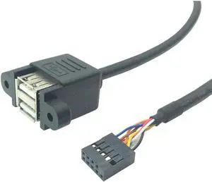 Computer Cable 50cm Dual USB 2.0 Type A Female to Motherboard 9 Pin Header Cable with Screw Panel Holes (1)(0.5m) Computer Cable 50cm Dual USB 2.0 Type A Female to Motherboard 9 Pin Header Cable with Screw Panel Holes (1)(0.5m)