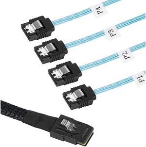 MiniSAS to SATA Adapter Converter,Mini SAS SFF 8087 Controller 6gb to 4xSATA Forward Breakout Cable,SFF-8087 Connector to 4 SATA (0.5m)