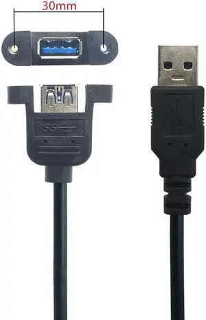 USB Cable Type A Female Panel Mount to USB Male UP/Down/Left/ Right Angle Plug Extension Cable For Computer Host 0.3m 0.6m (Left)
(0.3M)