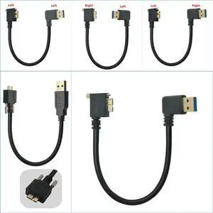 USB 3.0 CABLE ,USB Micro B Cable Connector With screwsRight Angle 90 Degree USB3.0 to Micro B for External Hard Drive Disk HDD(LE-RI)