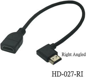 Dual HDM1-compatible Male to Female Converter Up Down Right Left Angled Adapter HDTV Cable for DVD PS3 PC(15cm)(HD-027-RI)