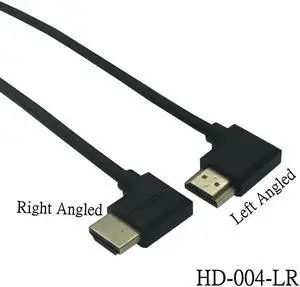 Dual HDM1-compatible Male to Female Converter Up Down Right Left Angled Adapter HDTV Cable for DVD PS3 PC(15cm)(HD-004-LR)