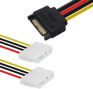 15 Pin SATA Male to 2 Female 4 Pin Molex Female IDE HDD Power Hard Drive Cable Quality Accessories Cable Adapter