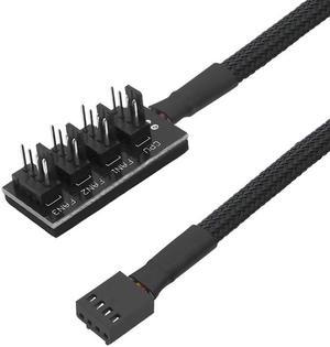 Host Case PC Cooler Cooling Fan 1 Female to 4/5 Male 4/5 Pin Power Cable Socket 4/5 Port Fan Hub Splitter(4ports)(40CM)