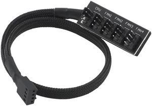 1to5 4-Pin TX4 PWM CPU Cooling Fan Splitter Cable 12V Braided LED Sata Power Cable Hub Splitter Adapter For Computers(1 to 5)