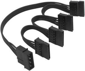 M-olex 4pin IDE 1 to 4 SATA 15Pin Hard Drive Power Supply Splitter Cable Cord for DIY PC Sever 4-pin to 15-pin Power 60C(20cm)
