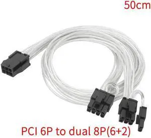 Sleeve Extension Power Supply Cable 24-pin A TX/EPS/8-pin PCI-E GPU/8pin CPU/6-pin PCIE/4Pin CPU Cable with Combs 18 AWG(PCI 6P TO 8P 50cm)