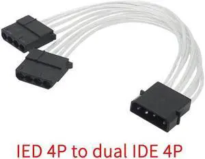 Sleeve Extension Power Supply Cable 24-pin A TX/EPS/8-pin PCI-E GPU/8pin CPU/6-pin PCIE/4Pin CPU Cable with Combs 18 AWG(IDE 4P to 2X 4P)