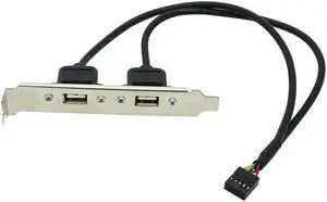 2 Port USB 2.0 Motherboard Rear Panel Expansion Bracket to IDC 9 Pin Motherboard USB Cable Host Adapter 2 Color (Black)