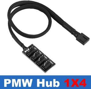 Sleeved PWM Fan Hub Splitter w/ LED RGB Lights Switch,Motherboard CPU Fan 4 Pin to 4 Way Adapter Cable for 4-Pin &amp(PWM 1X4)
(30CM)