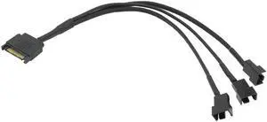27cm/9.84in Sleeved SATA 15Pin To 2 Way 3Pin 4Pin Fan Power Adapter Extension Cable Wire Cord Computer Cooling Systerm Lines(SATA to 3 small 4P)