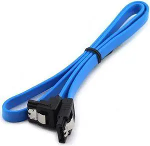 1pcs Sata 3.0 Data Cable SATA III SATA 3 Cable 45cm With Locking Latch Straight To Right Angle 90 Degree 6GBs(Blue)(0.4M)