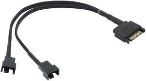 Black Sleeved 30cm Cooler  Cooling Fan Splitter Power Cable 12V SATA To Multiport 4Pin Connector for Molex IDE Computer PC DIY(30cm)
(SATA 1 to 2)