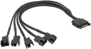 Black Sleeved 30cm Cooler  Cooling Fan Splitter Power Cable 12V SATA To Multiport 4Pin Connector for Molex IDE Computer PC DIY(30cm)
(SATA 1 to 5)